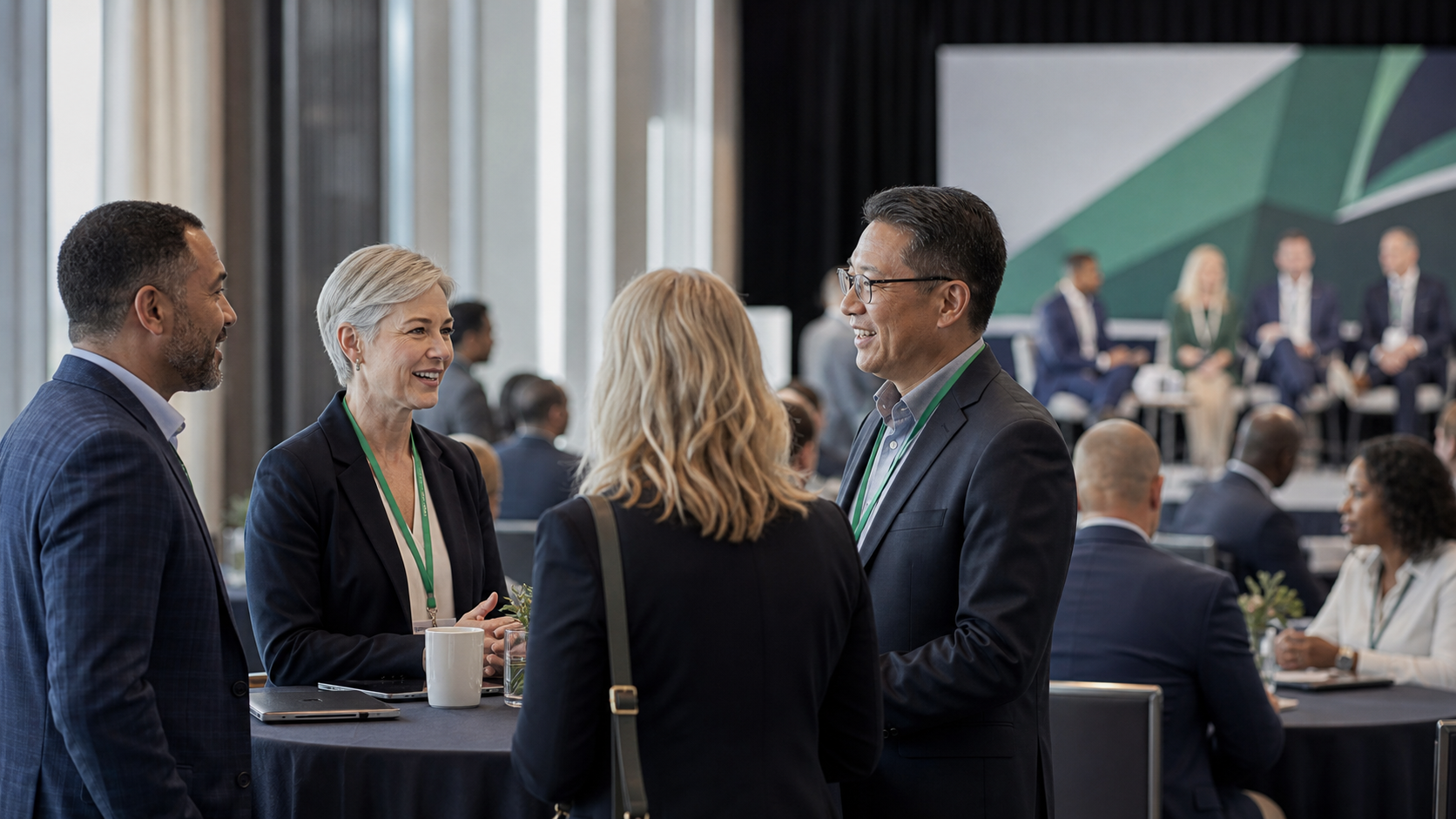 Membership organization leaders networking at a professional summit