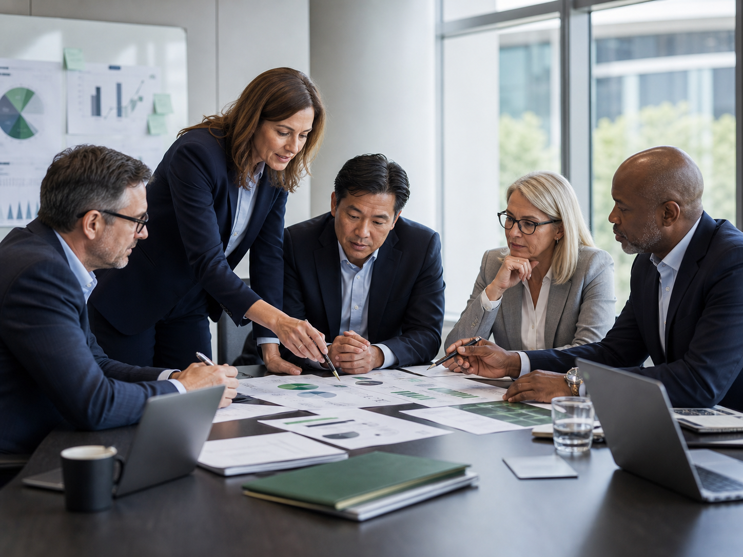 Executives reviewing strategic partnership opportunities